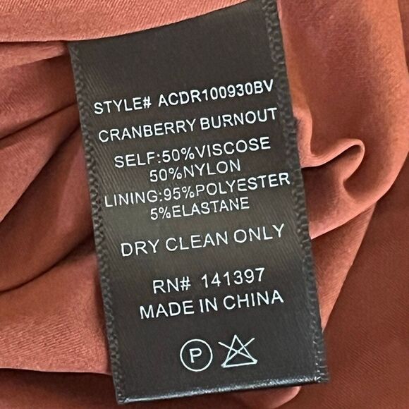 ASTR Athens Burnout‎ Cranberry Long Puff Sleeve Rushed Side Dress Sz S - Picture 5 of 8